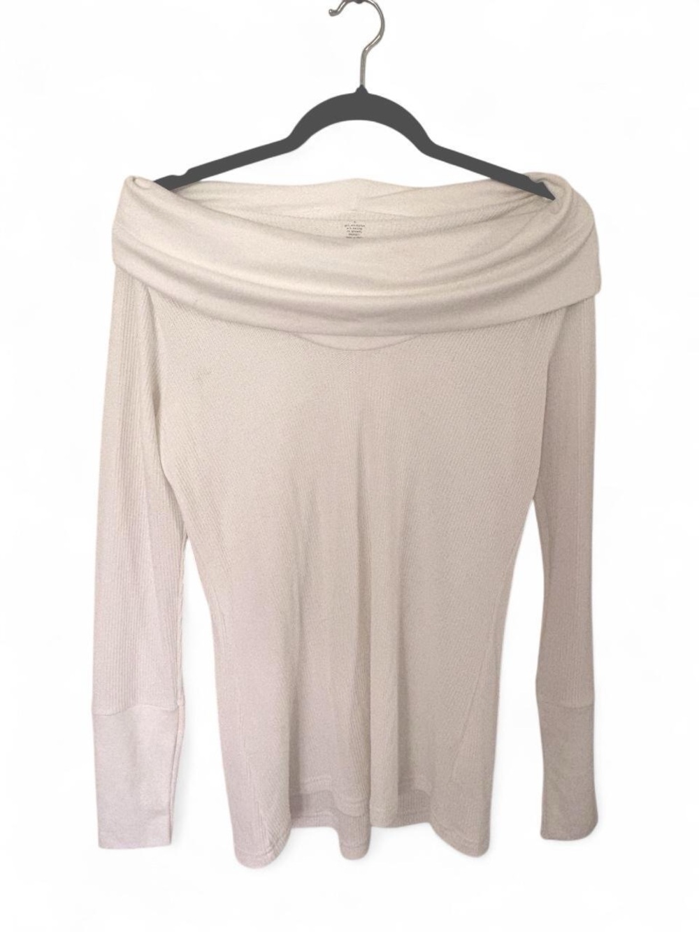Ana Women's Off-Shoulder (or on shoulder cowl) Long Sleeve Sweater - off white L